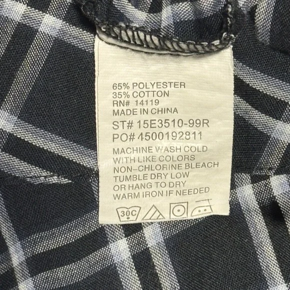 Plains Western Wear Mens XL Black White Plaid Pearl Snap Long Sleeve Shirt - Picture 4 of 7